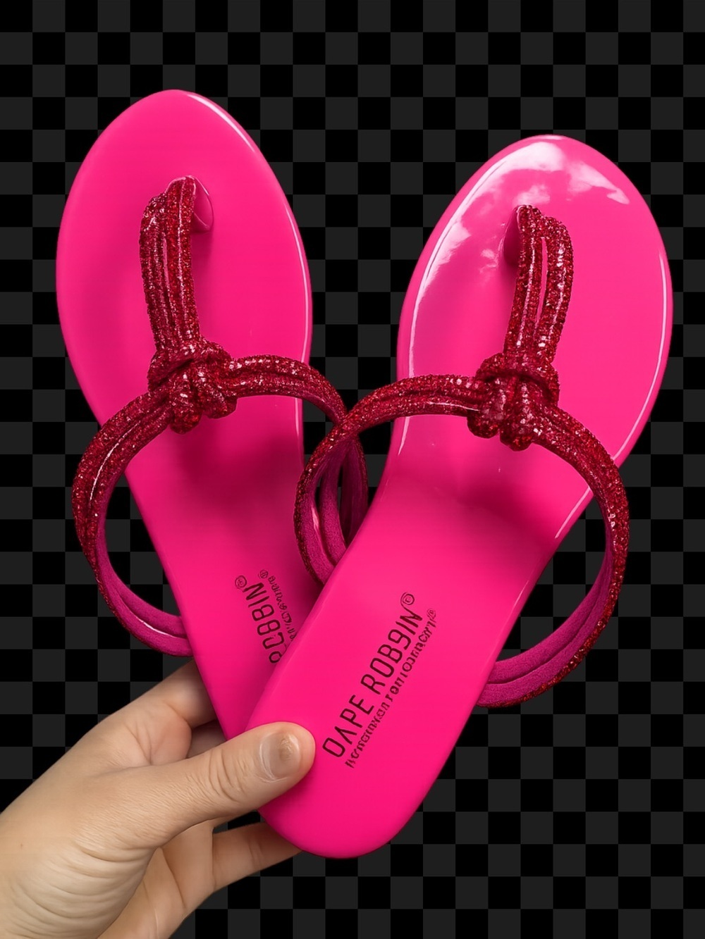 Hot pink rhinestone sandals ✨